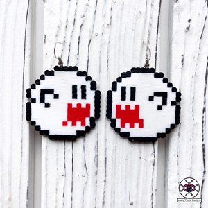 Super Mario Boo Ghost Perler Earrings